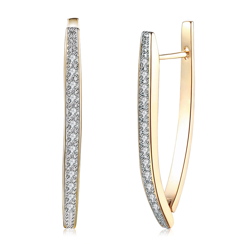 1.4" Pave Thin Pave Hoop Earring in 18K Gold Plated with Crystals